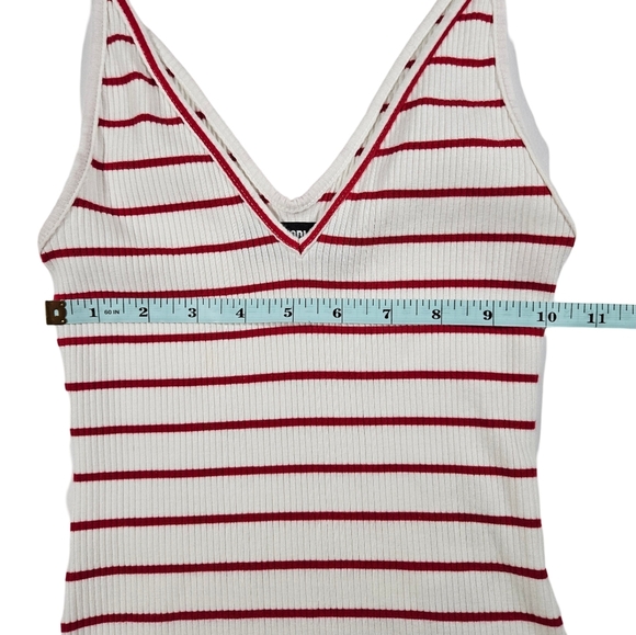 Reformation V Neck Ribbed Tank, Red/White Striped, XS - Picture 9 of 10
